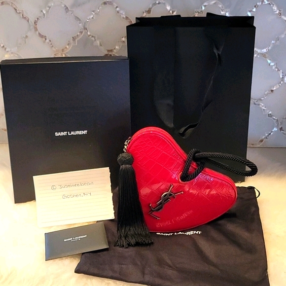 NEW Saint Laurent croc embossed leather clutch - Picture 3 of 15